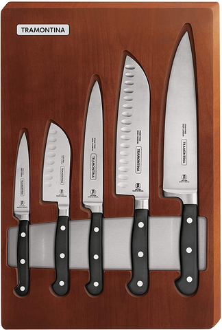 Image of Tramontina Knife Set with Block Forged 5 Pc, 80008/561DS