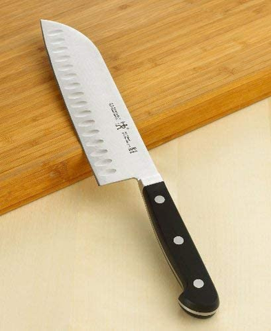 Image of HENCKELS Classic Hollow Edge Santoku Knife, 7-Inch, Black, Stainless Steel
