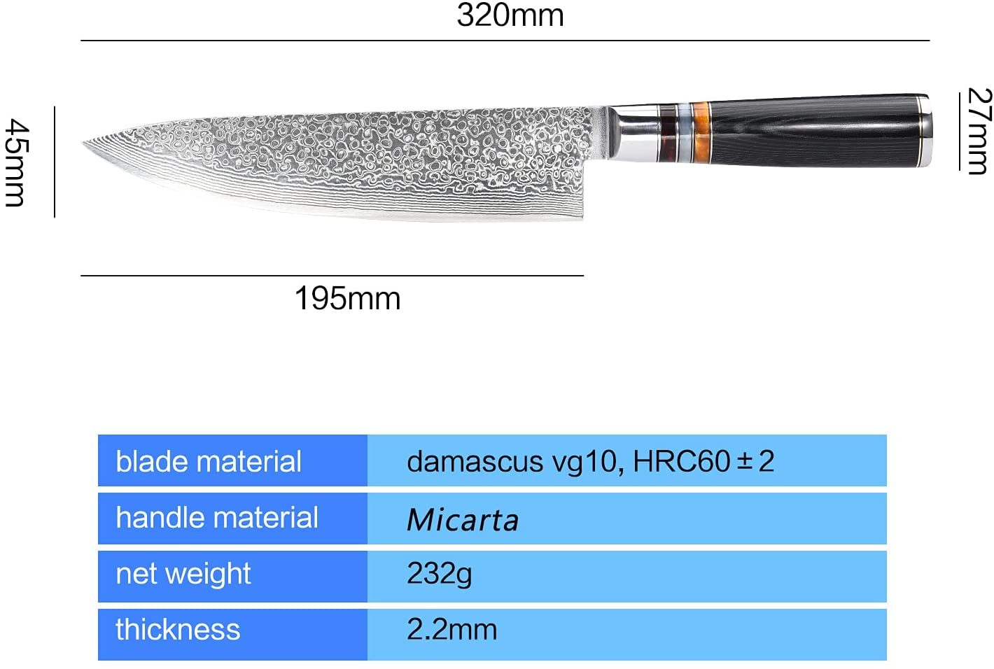 YAIBA Chef Knife 8 Inch Damascus Japanese Knife VG10 Stainless Steel, Razor Sharp Kitchen Cooking Knife with Ergonomic Handle- Sheath & Gift Box, Superb Edge Retention, Stain & Corrosion Resistant