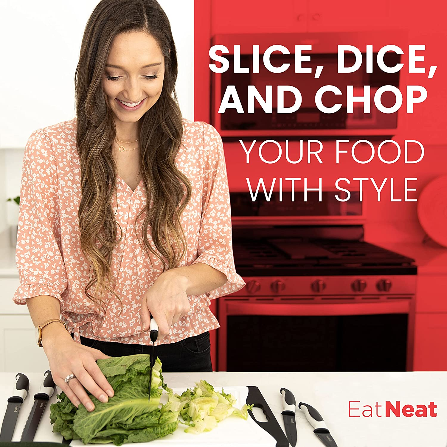 Eatneat 12-Piece Kitchen Knife Set - 5 Black Stainless Steel Knives with Sheaths, Cutting Board, and a Sharpener - Razor Sharp Cutting Tools That Are Kitchen Essentials for New Home