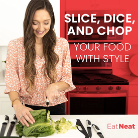 Eatneat 12-Piece Kitchen Knife Set - 5 Black Stainless Steel Knives with Sheaths, Cutting Board, and a Sharpener - Razor Sharp Cutting Tools That Are Kitchen Essentials for New Home