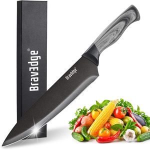 Bravedge Chef Knife, 8 Inch Kitchen Knife with Sheath, High Carbon Stainless Steel Ultra Sharp Cooking Knife with Ergonomic Handle, Well Balanced & Easy to Clean & Dishwasher Safe