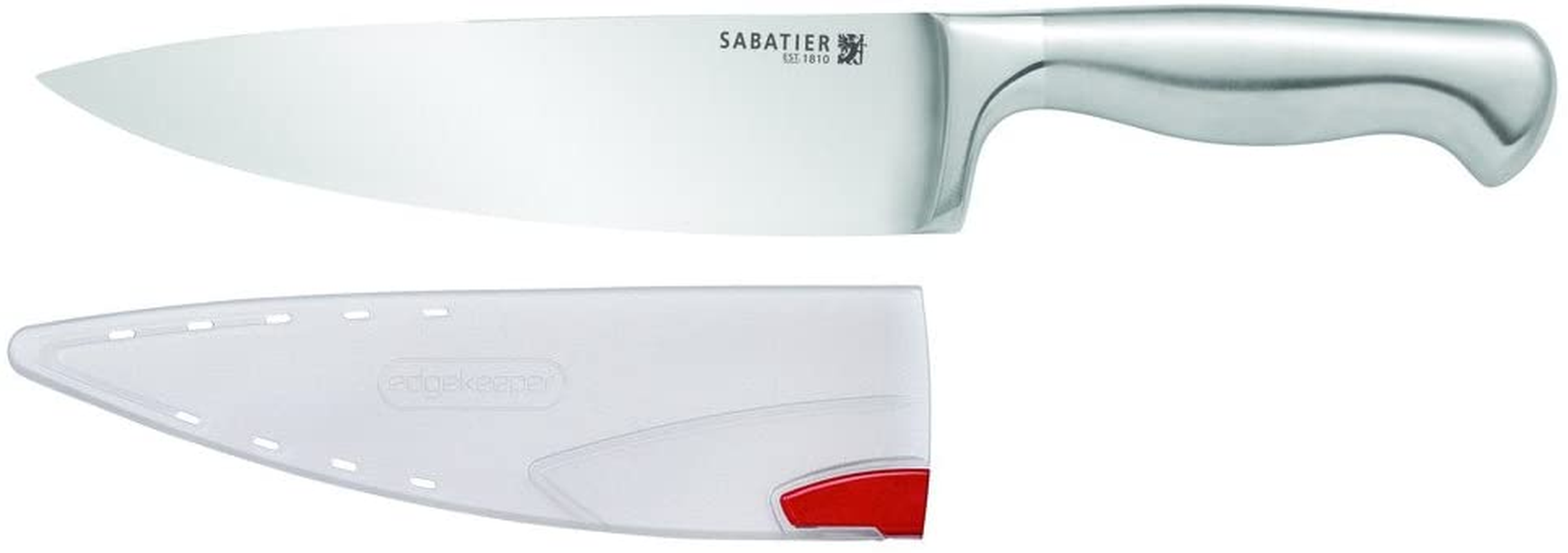 Sabatier Stainless Steel Hollow Handle Chef Knife with Edgekeeper Self-Sharpening Sleeve, 8-Inch, Silver