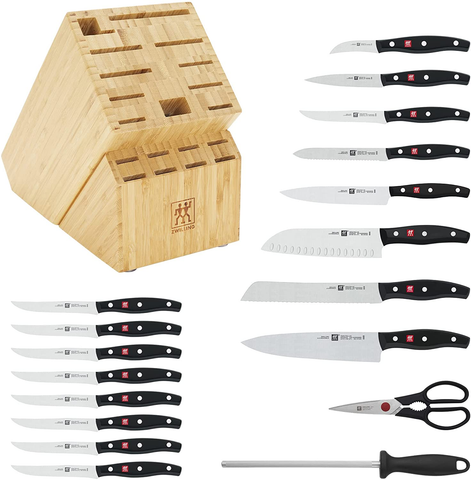 Image of ZWILLING Twin Signature 19-Pc Kitchen Knife Set with Block, Chef Knife, Professional Chef Knife Set, German Knife Set Light Brown