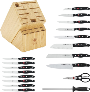 ZWILLING Twin Signature 19-Pc Kitchen Knife Set with Block, Chef Knife, Professional Chef Knife Set, German Knife Set Light Brown