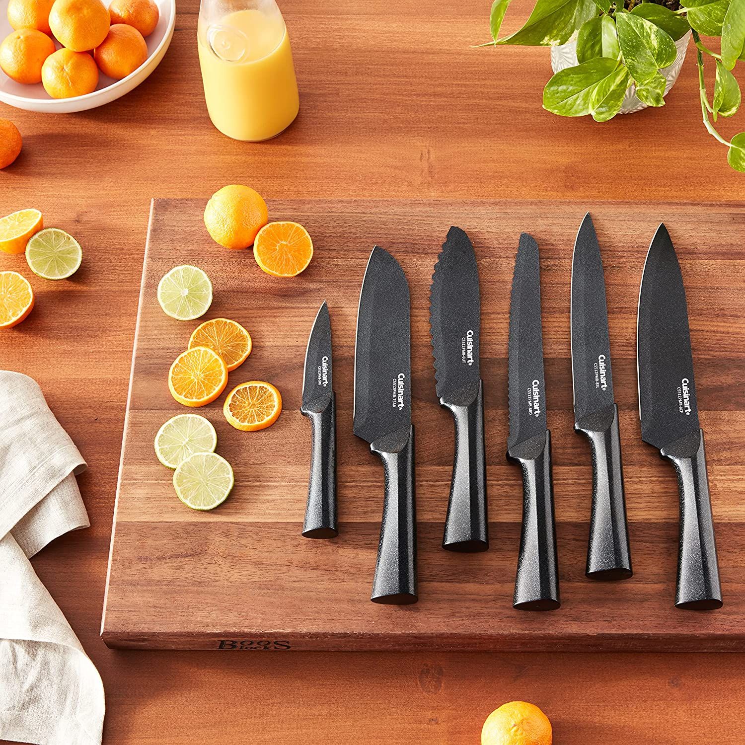 Cuisinart C55-12PMB Advantage 12 Piece Metallic Knife Set with Blade Guards, Black