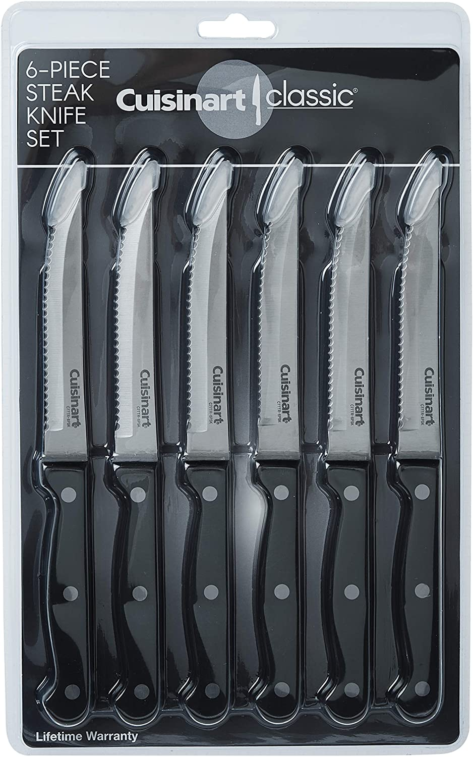 Cuisinart C77TR-6PSK Triple Rivet Collection 6-Piece Steak Knife Set, Black