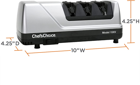 Image of Chef'Schoice Trizor XV Edgeselect Professional Electric Knife Sharpener with 100-Percent Diamond Abrasives and Precision Angle Guides for Straight Edge and Serrated Knives, 3-Stage, Gray
