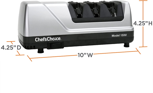 Chef'Schoice Trizor XV Edgeselect Professional Electric Knife Sharpener with 100-Percent Diamond Abrasives and Precision Angle Guides for Straight Edge and Serrated Knives, 3-Stage, Gray