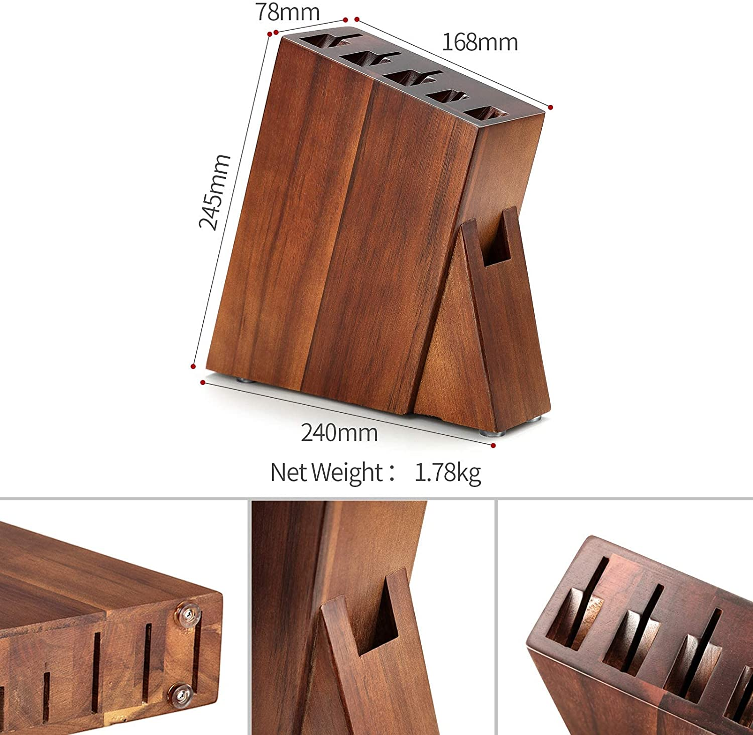 XINZUO 7PC Damascus Steel Kitchen Knife Set with Acacia Wood Block,Multifunctional Kitchen Scissors,Professional Sharp Chef Knife Forged Vegetable Knife with Pakkawood Handle- He Series