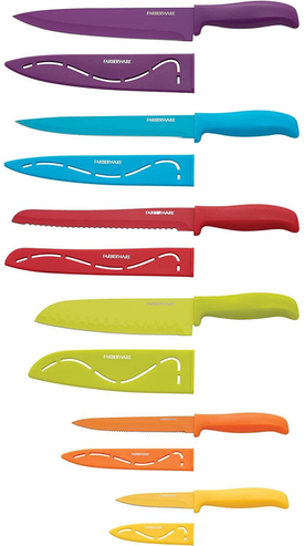 Farberware 12-Piece Non-Stick Resin Cutlery Knife Set, Multicolor