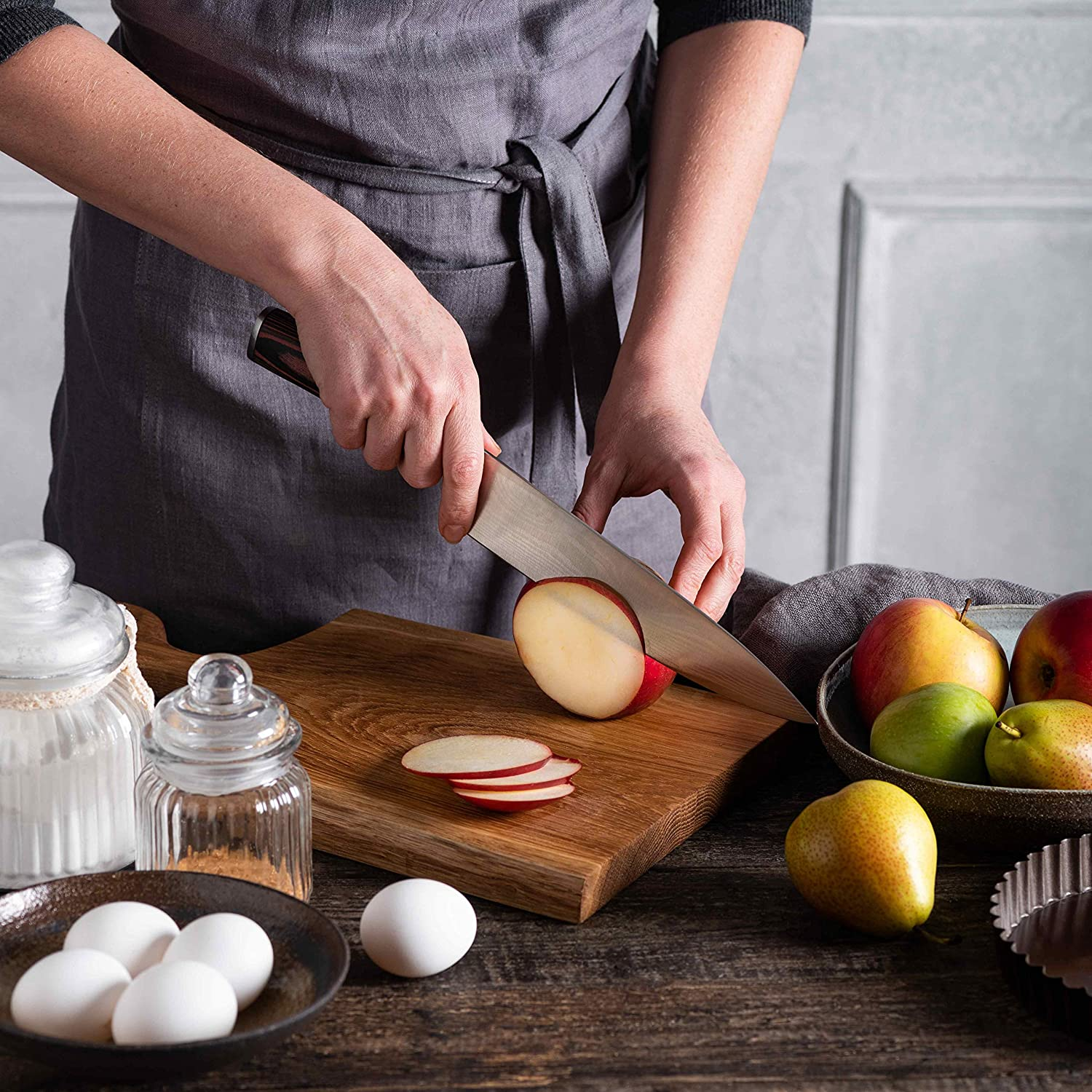 Chef Knife PAUDIN N1 8 Inch Kitchen Knife, German High Carbon Stainless Steel Sharp Knife, Professional Meat Knife with Ergonomic Handle and Gift Box for Family & Restaurant