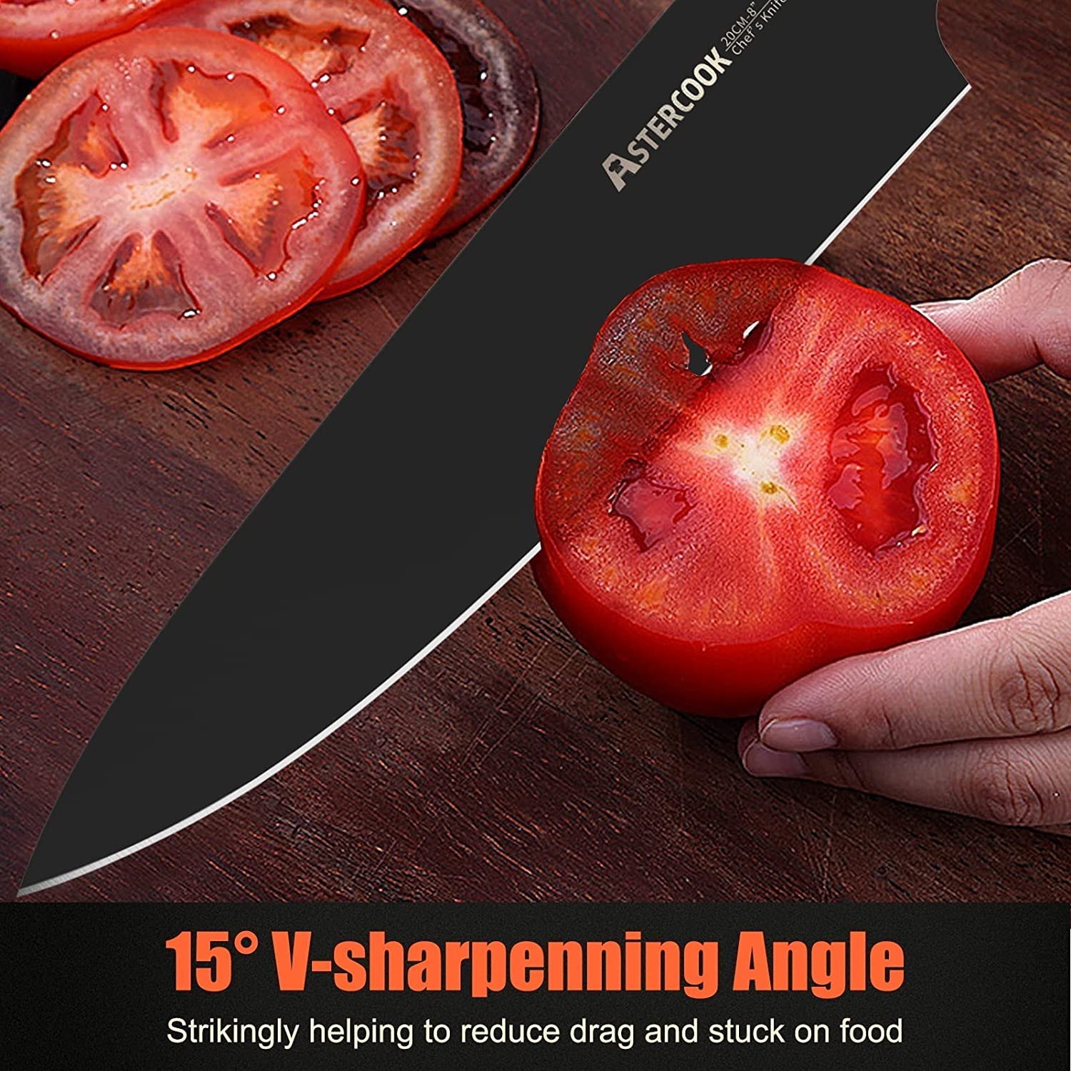 Chef Knife, 8 Inch Pro Kitchen Knife Dishwasher Safe, High Carbon German Stainless Steel Chef'S Knives with Ergonomic Handle, Elegant Black, Best Gifts