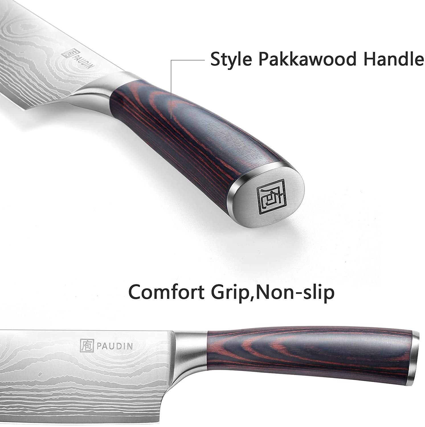 Nakiri Knife - PAUDIN Razor Sharp Meat Cleaver 7 Inch High Carbon German Stainless Steel Vegetable Kitchen Knife, Multipurpose Asian Chef Knife for Home and Kitchen with Ergonomic Handle