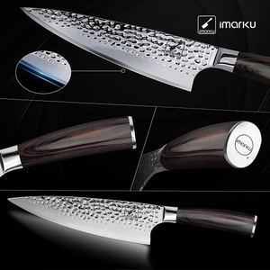 Chef Knife, Imarku 8 Inch Kitchen Knife Premium Sharp Cooking Knife HC German Stainless Steel Japanese Knife for Home Kitchen and Restaurant, Hand-Hammered, Ergonomic Handle, Gift Box