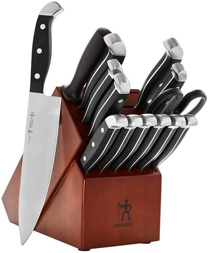 J.A. Henckels International Statement Kitchen Knife Set, 15-Pc, Chef Knife, Knife Sharpener, Kitchen Knife Set, Dark Brown