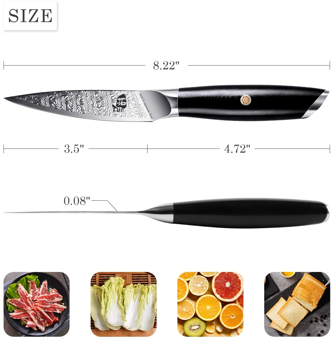 TUO Paring Knife - 3.5 Inch Small Kitchen Knife Peeling Knife for Fruit and Veggie, AUS-8 Japanese Stainless Steel with Ergonomic G10 Handle, Falcon S Series with Gift Box