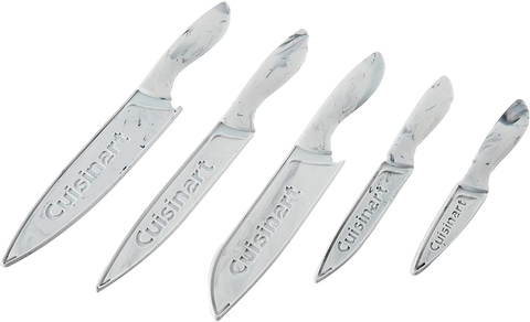 Cuisinart C55-10PWM Advantage Ceramic-Coated Faux Knife Set, 10 PC, Marble