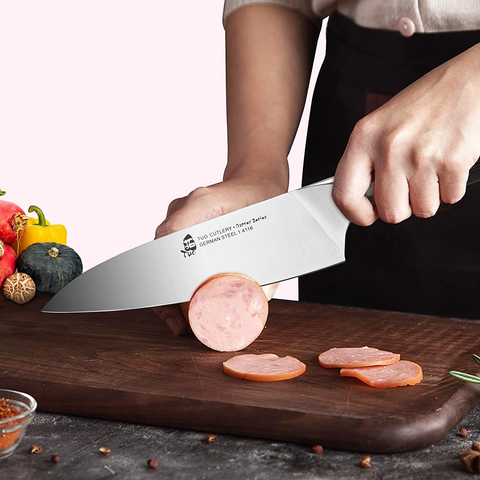 Image of TUO Chef Knife 7 Inch - Professional Kitchen Cooking Knife Japanese Gyuto Knives Vegetable Meat and Fruit - German HC Stainless Steel - Ergonomic Pakkawood Handle - Osprey Series with Gift Box