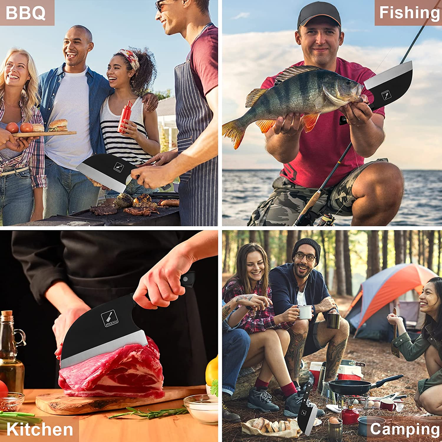 Butcher Knife - Imarku 7 Inch Sharp Meat Cleaver Hand Forged Serbian Chefs Knife with Leather Sheath High Carbon Steel Cleaver Knife for Kitchen, Camping, BBQ - Perfect Birthday Gifts for Men