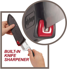 Farberware - 5173577 Farberware Edgekeeper 8 Inch Forged Triple Riveted Chef Knife with Self-Sharpening Sleeve, Black