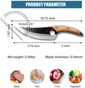 ZENG Butcher Knife Hand Forged Boning Knife with Sheath, Viking Knife, Huusk Japanese Knife, High Carbon Steel Fillet Chef Knife Meat Cleaver Knife for Kitchen, Camping, BBQ