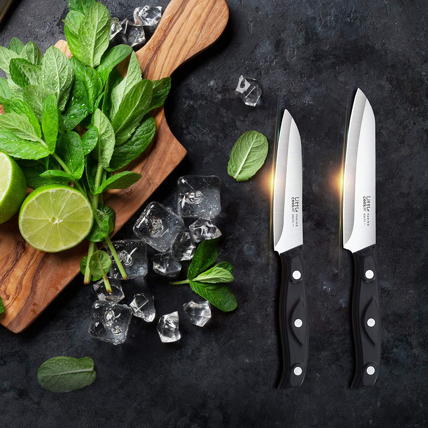 2PCS Paring Knife - Little Cook Paring Knife Set - Ultra Sharp Kitchen Knife - Fruit Knife - German Stainless Steel - ABS Handle