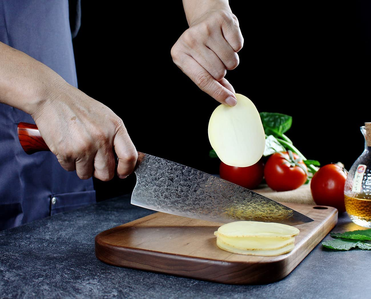 HIDAMOS Professional Damascus Chef Knife Super Sharp Kitchen Knives 73-Layer VG-10 Steel Japanese Sushi Knife for Meat/Vegetable with Sheath