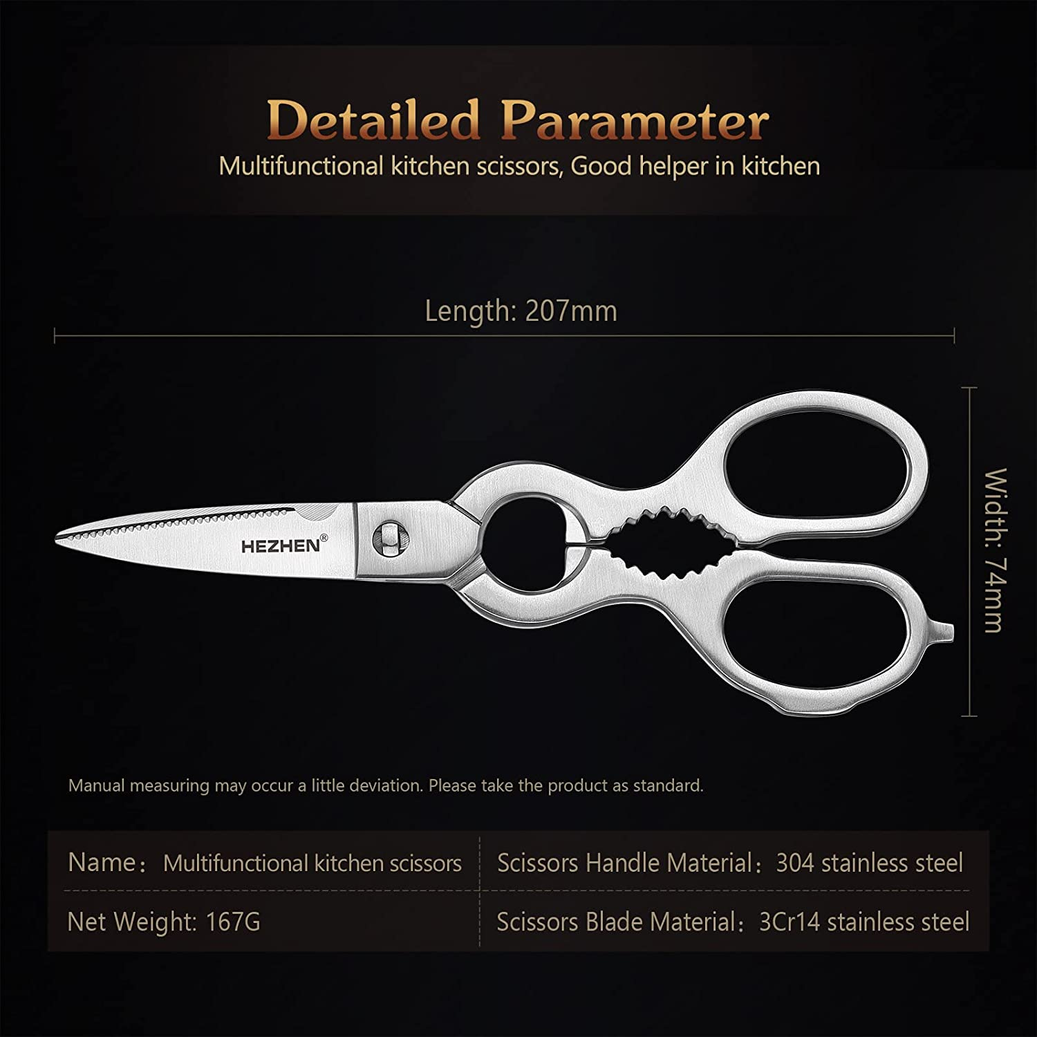 HEZHEN 7PCS Kitchen Knives Set Professional Forging Damascus High Carbon Steel Chef Knife Santoku Bread Knife Utility Knife Fruit Knife 3Cr14 Multifunctional Kitchen Scissors 6Slot Black Walnut Block