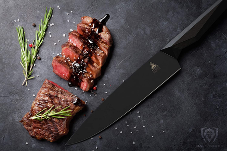 DALSTRONG Chef Knife - 9.5 Inch - Shadow Black Series - Black Titanium Nitride Coated - Razor Sharp Kitchen Knife - High Carbon 7CR17MOV-X Vacuum Treated Steel - Sheath - NSF Certified