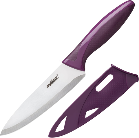 Image of Zyliss - 31380 ZYLISS Utility Paring Kitchen Knife with Sheath Cover, 5.5-Inch Stainless Steel Blade, Purple