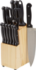 Amazon Basics 14-Piece Kitchen Knife Block Set, High-Carbon Stainless Steel Blades with Pine Wood Knife Block