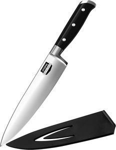 Utopia Kitchen Chef Knife Cooking Knife Carbon Stainless Steel Kitchen Knife with Sheath and Ergonomic Handle - Chopping Knife for Professional Use (8 Inch)