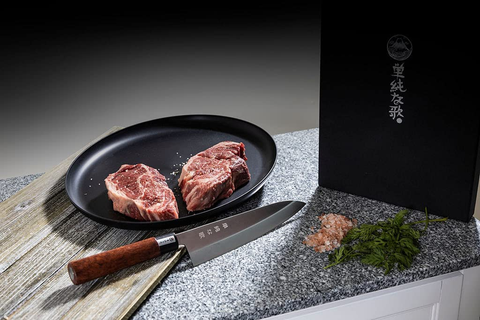 Image of Traditional Japanese Professional Kitchen Chef Knife Set - Premium Gyuto Santoku Nakiri Petty High Corrosion Resistance Full Tang Knife Set