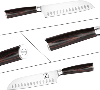Santoku Knife - Imarku 7 Inch Kitchen Knife Ultra Sharp Asian Knife Japanese Chef Knife - German HC Stainless Steel 7Cr17Mov - Ergonomic Pakkawood Handle, Best Choice for Home Kitchen, Brown