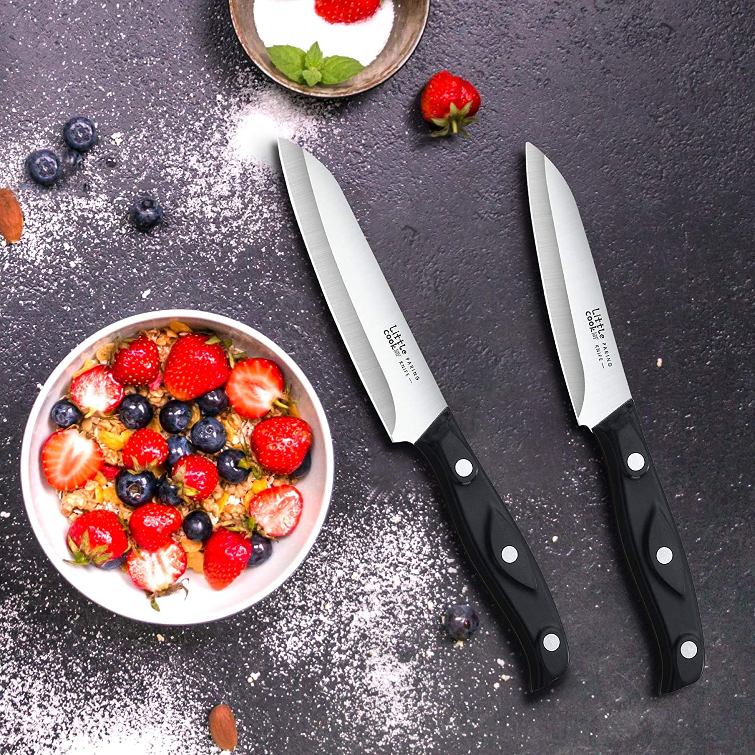 2PCS Paring Knife - Little Cook Paring Knife Set - Ultra Sharp Kitchen Knife - Fruit Knife - German Stainless Steel - ABS Handle