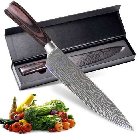 Image of Professional Chef Knife, 8 Inch Pro Kitchen Knife, German High Carbon Stainless Steel Knife with Ergonomic Handle