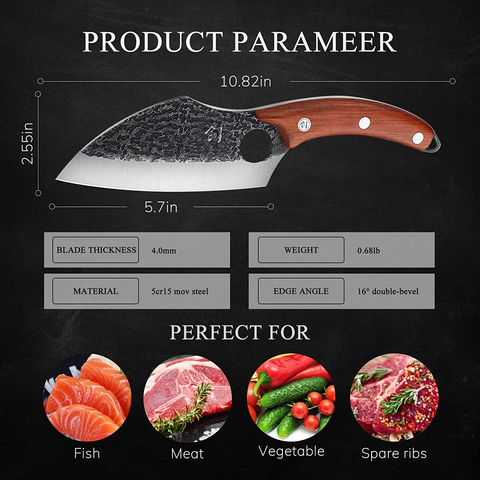 Image of DRAGON RIOT Forged Cleaver Knife Boning Knife with Leather Sheath Carbon Steel Meat Butcher Chef Knife Mith the Pot Cleaver Knife Outdoor BBQ Knives for Kitchen Camping with Gift Box