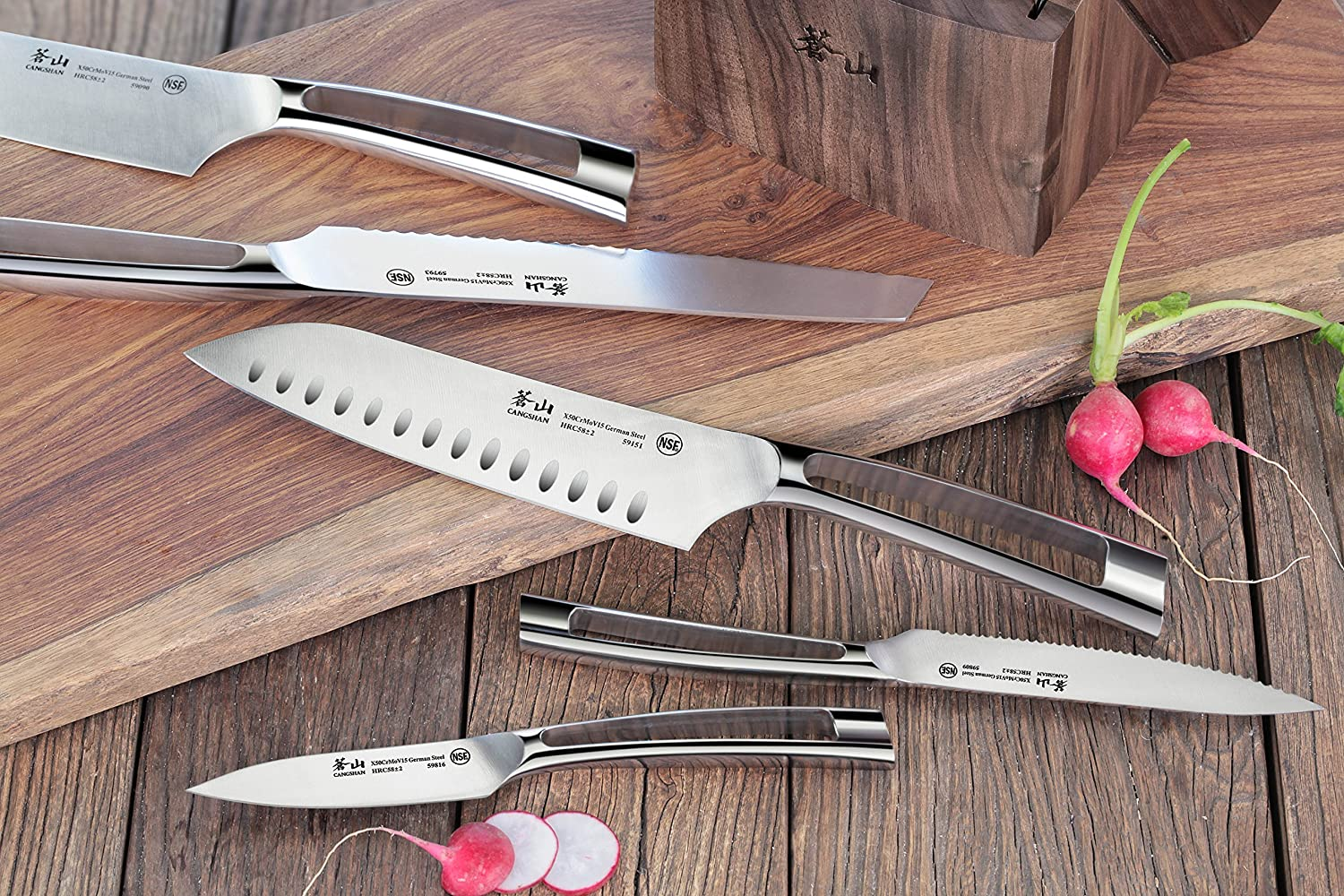 Cangshan N1 Series 1022377 23-Piece German Steel Forged Knife Block Set, Walnut Block