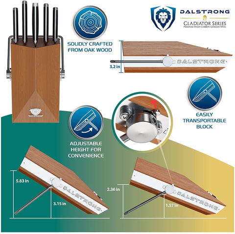 Image of DALSTRONG Knife Block Set - 5 Piece - Gladiator Series - with Modular, Multi-Level Block - German HC Stainless Steel - Premium ABS Polymer Handles - NSF Certified