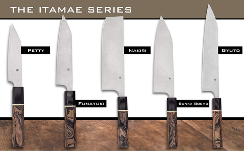 Spyderco Itamae Gyuto Premium Kitchen Knife with 10.06" SUS410 Super Blue Stainless Steel Blade and Burl G-10 Handle - Plainedge - K19GPBNBK