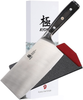 KYOKU Samurai Series - 7" Cleaver Knife - Full Tang - Japanese High Carbon Steel Kitchen Knives - Pakkawood Handle with Mosaic Pin - with Sheath & Case