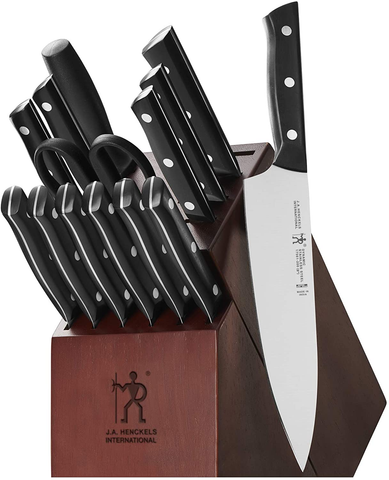 Image of HENCKELS Dynamic Knife Block Set, 15-Pc, Dark Brown