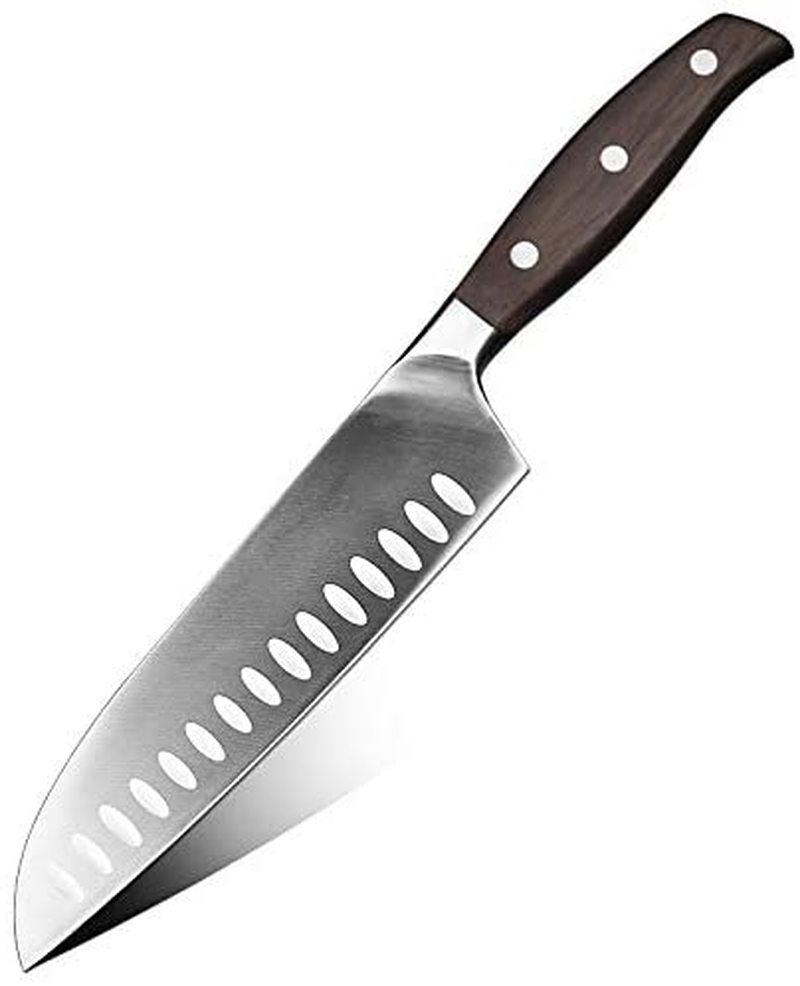 Cubikook Forged Santoku Knife 7 Inch, German High Carbon Stainless Steel Blade, Full Tang, Rosewood Handle, Magnet Luxury Box
