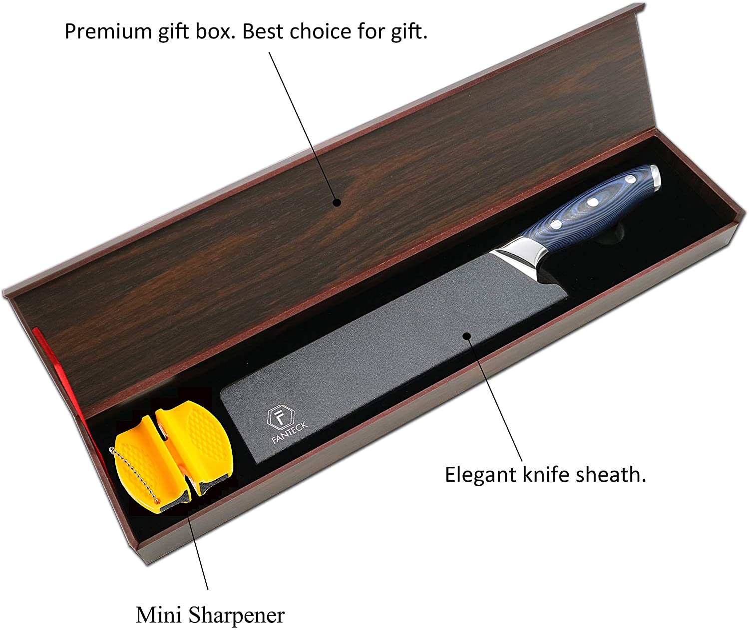 [8-Inch]Chef Knife FANTECK Professional Damascus Chef Knife High Carbon Ultra Sharp VG-10 Damascus Stainless Steel 67 Layers Kitchen Meat Cutting Gyuto Chef Knife [Gift Box]- Ergonomic Blue G10 Handle