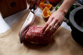 Ginsu Gourmet Chikara Series Forged 12-Piece Japanese Steel Knife Set – Cutlery Set with 420J Stainless Steel Kitchen Knives – Bamboo Finish Block,