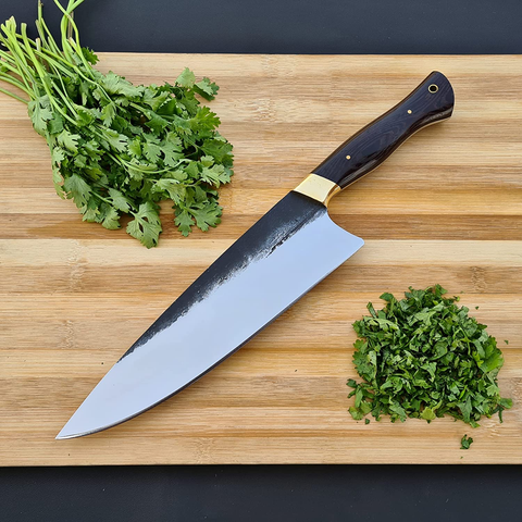 Image of SS-1 Vetus Multipurpose Chefs Knife with Finger Guard|8 Inches 12C27 Stainless Steel Super Sharp Chefs Knives| Ergonomic Wangy Handle Comes with Saya and Gift Box