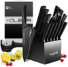 Knife Set,Yoleya 15 Pieces Kitchen Knife Set Non Stick Coating Knife Set with Block,Professional Knives Set for Kitchen