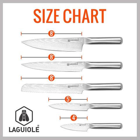 Image of Laguiole 5-Piece Professional Chef'S Knife Set with Magnetic Wood Board Holder for Kitchen
