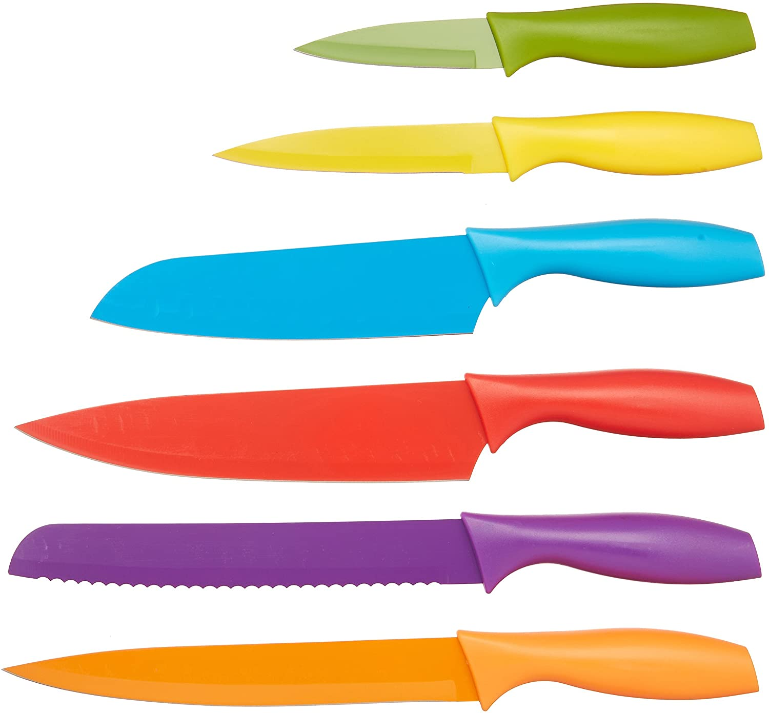 Amazon Basics 12-Piece Color-Coded Kitchen Knife Set, 6 Knives with 6 Blade Guards